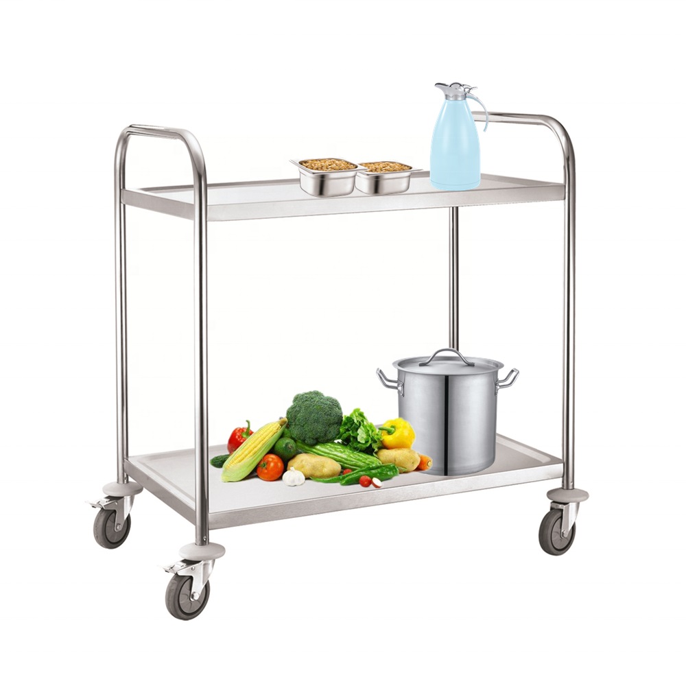 Round Tube Two Tiers Stainless Steel Clearing Trolley