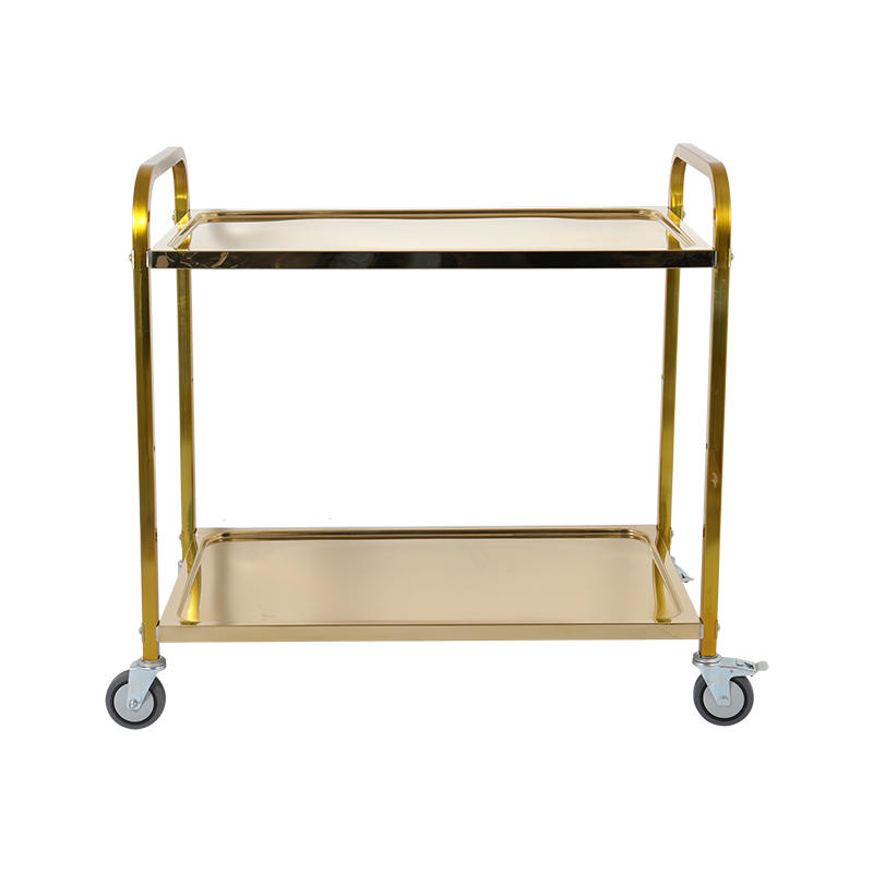 Two-tiers Wine Service Trolley With Golden Color