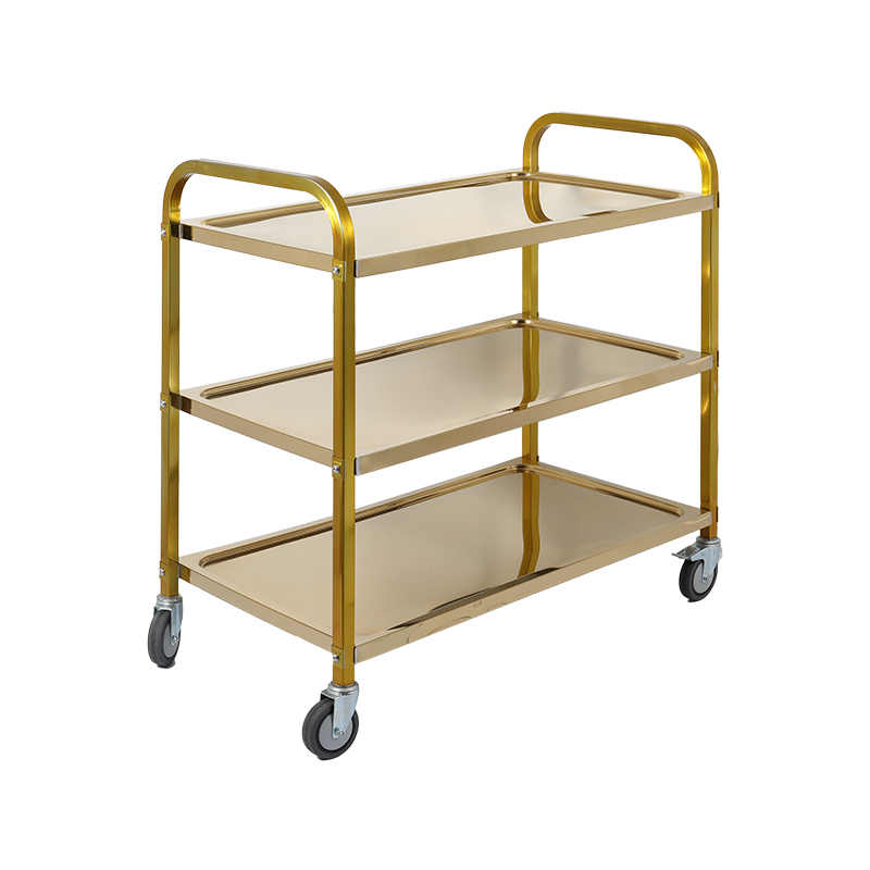 3 Tiers Square Tube Golden Service Trolley