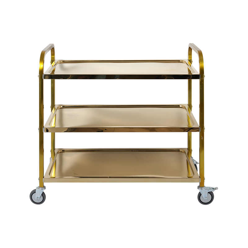 3 Tiers Square Tube Golden Service Trolley